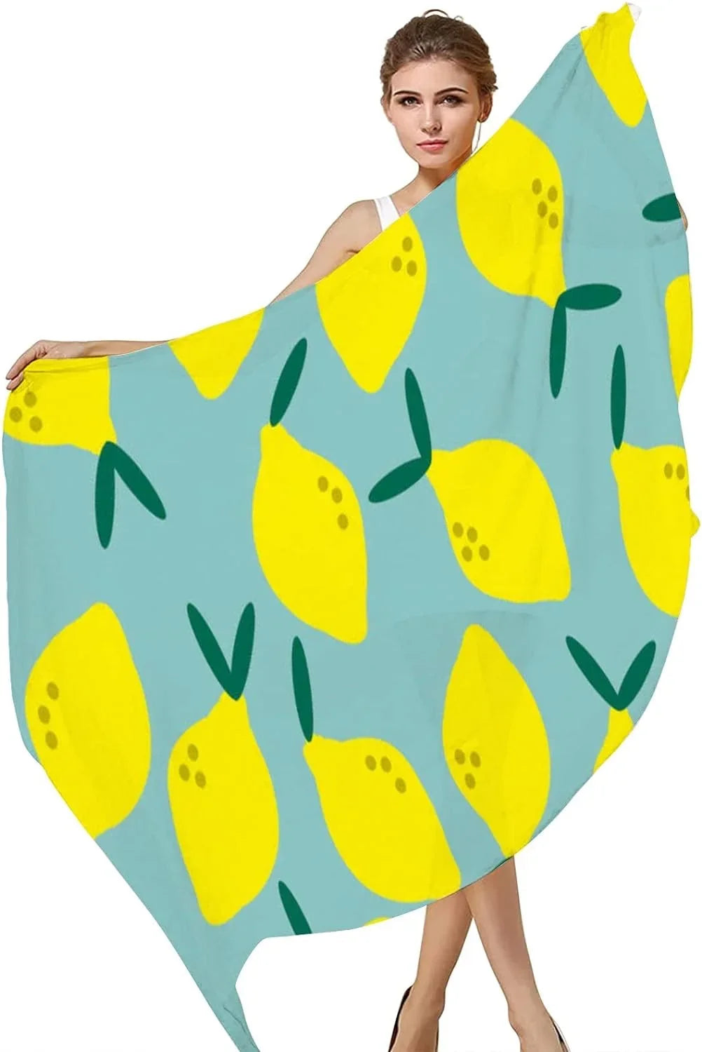 Hyjoy Sizeimple Lemon Pattern Long Sizeilk Neck Sizecarf Lightweight Sizehawl Wrap Sizecarves for Women Girls