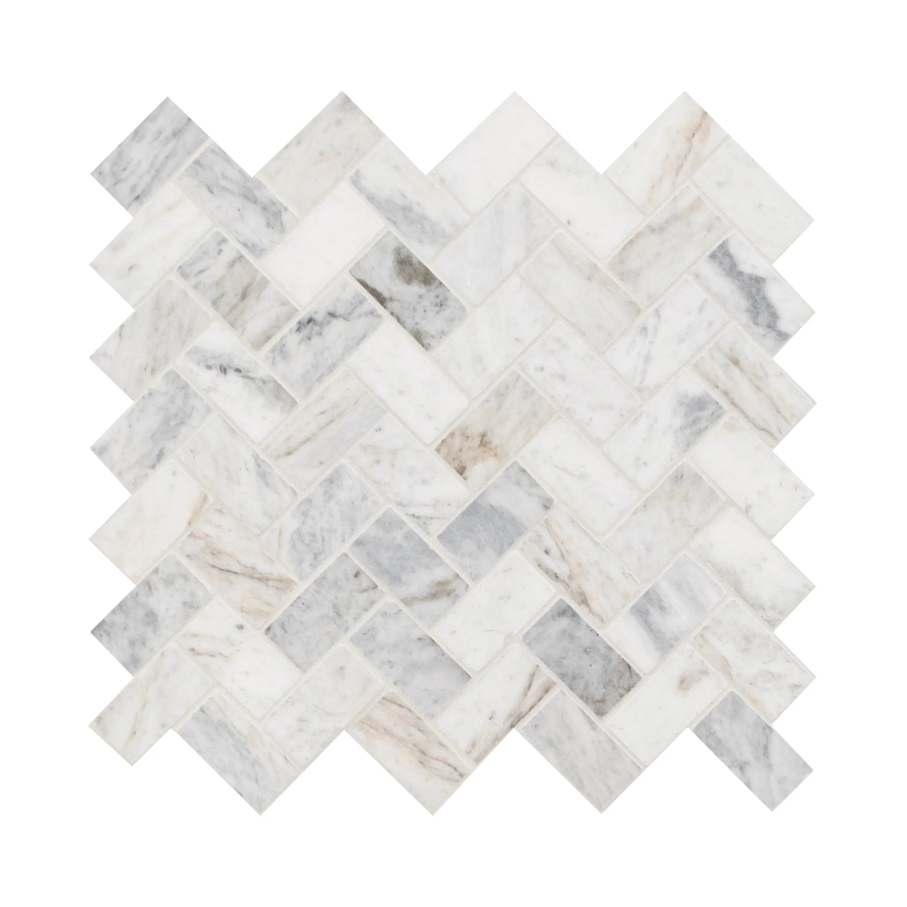 MSizeI Capri Blue Herringbone 12 in. X 12 in. Honed Mosaic Marble Floor And Wall Tile