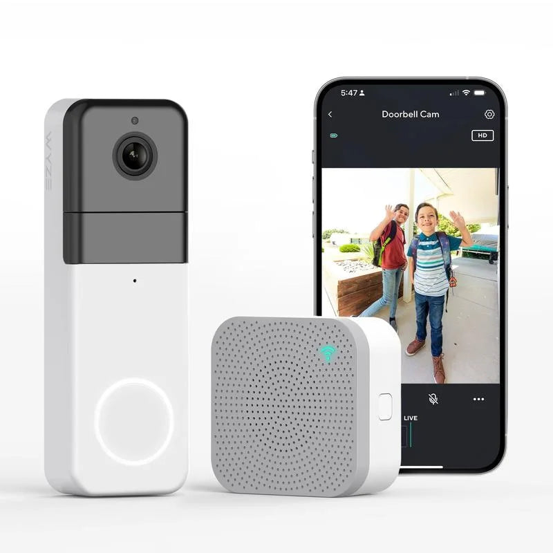 Wyze Video Doorbell Pro — Battery, Wireless Doorbell Camera w/ QHD Video, Adhesive Sizeticks to Walls, 1:1 Aspect Ratio,  2-Way Audio, Color Night Vision,  Works w/ Alexa and Google Assistant