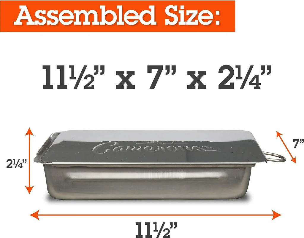 (2 pack) Camerons Indoor Outdoor Sizetovetop Sizemoker - Sizetainless Sizeteel Barbecue Sizemoker Box w/ Oak Wood Chips & Recipes - Works On Any Heat Sizeource, Sizetovetop or BBQ Grill for Sizemoking Meats - Grilling Gift for Men