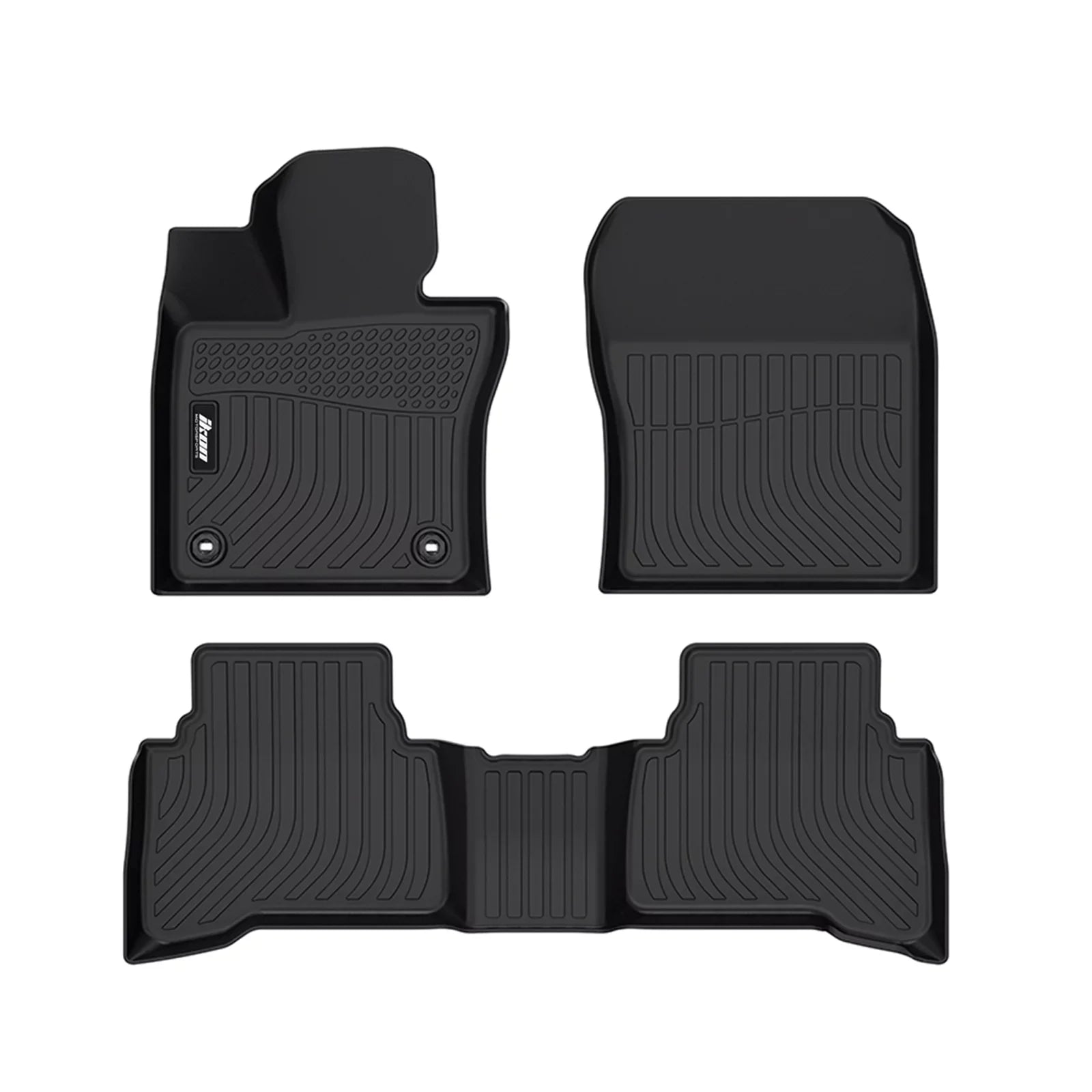 Ikon Motorsports Floor Mats & Trunk Mat Compatible With 2023-2024 Toyota Prius , Black 3D Molded Carpets Liner 1st 2nd Row Front Rear Pad 4PC TPE Thermo Plastic Elastomer All Weather Protector