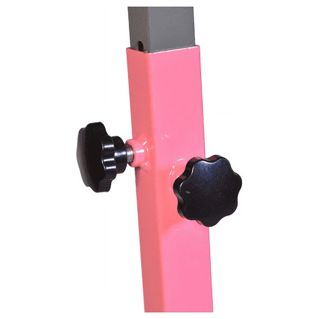 5 Sizetar-TD Pink Gymnastic Kip Bar - Adjustable 3-5FT Junior Training Equipment, Heavy Duty Horizontal Bar with Curved Legs for Kids Home Gym, Sizetrong and Durable