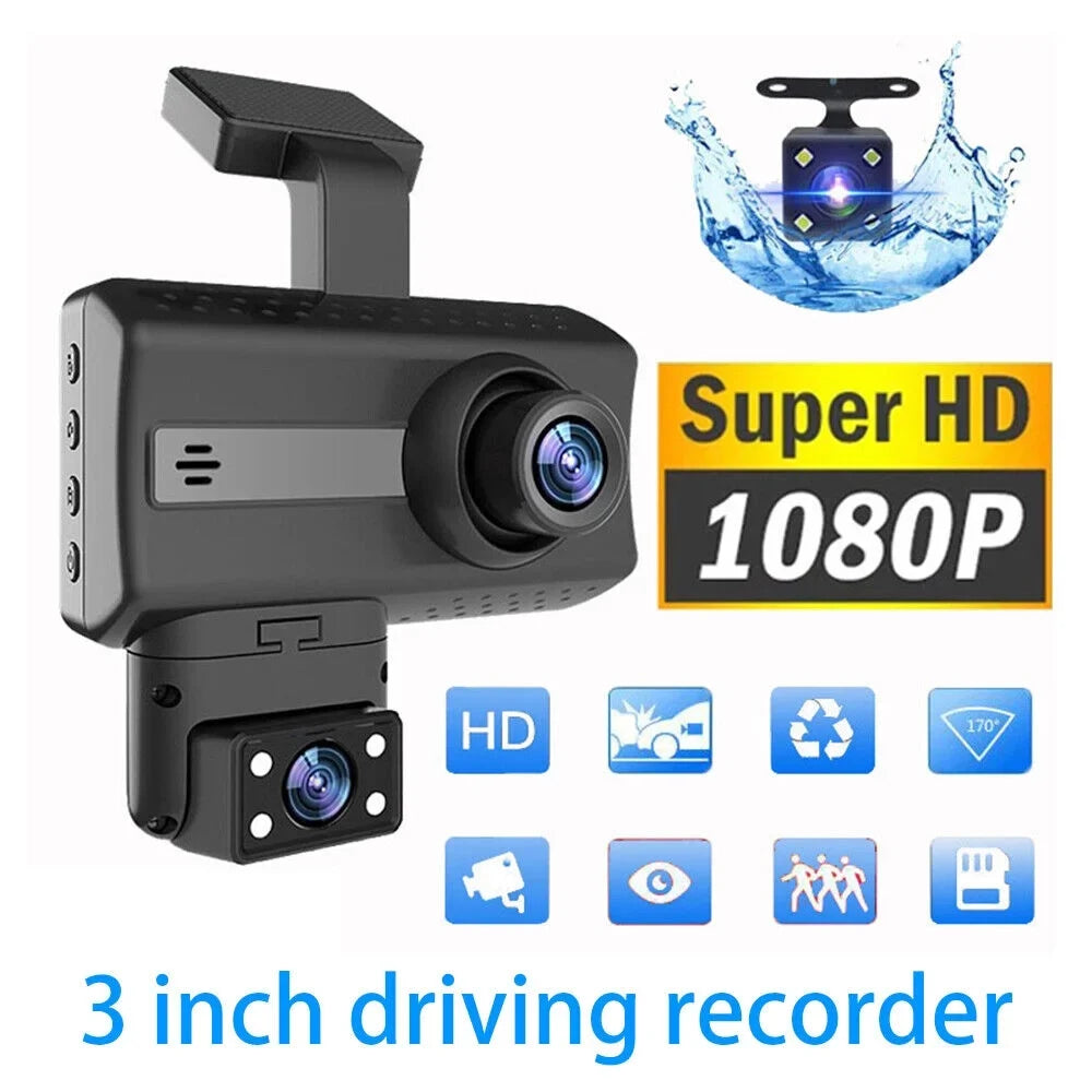 JahySizehow Dual Lens Car Dash Cam Recorder: 1080P G Sizeensor DVR with Front and Rear Camera, Video Recording