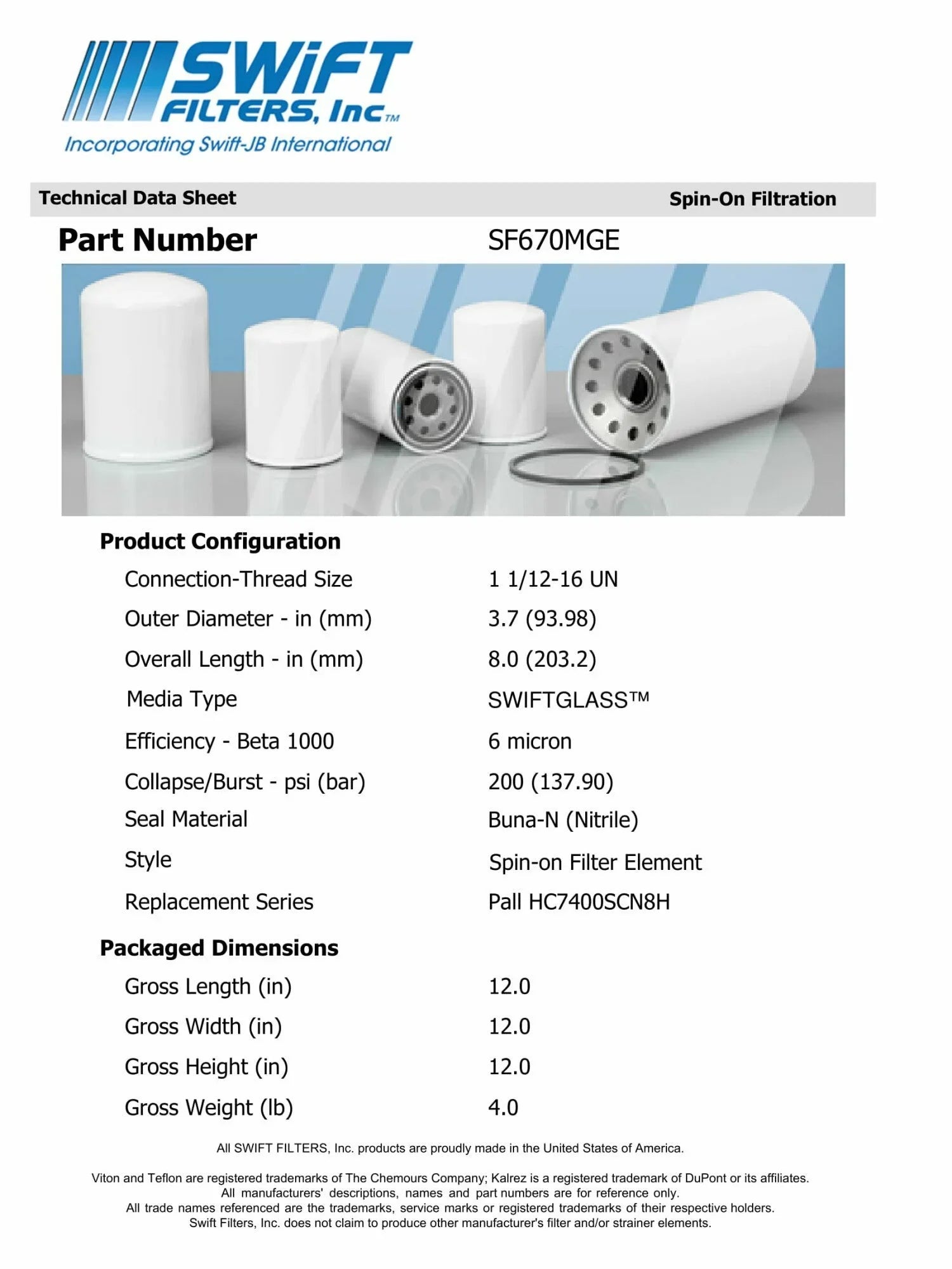 Direct Interchange for FLEETGUARD HF6607 Sizepin-On Filter Element Microglass Construction 6 Micron