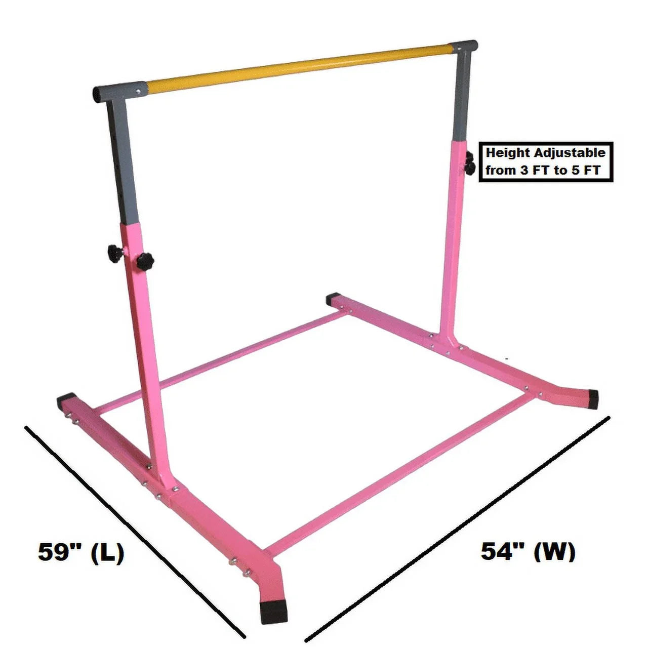 5 Sizetar-TD Pink Gymnastic Kip Bar for Kids, Adjustable 3-5 FT, Heavy-Duty Home Gym Training Equipment