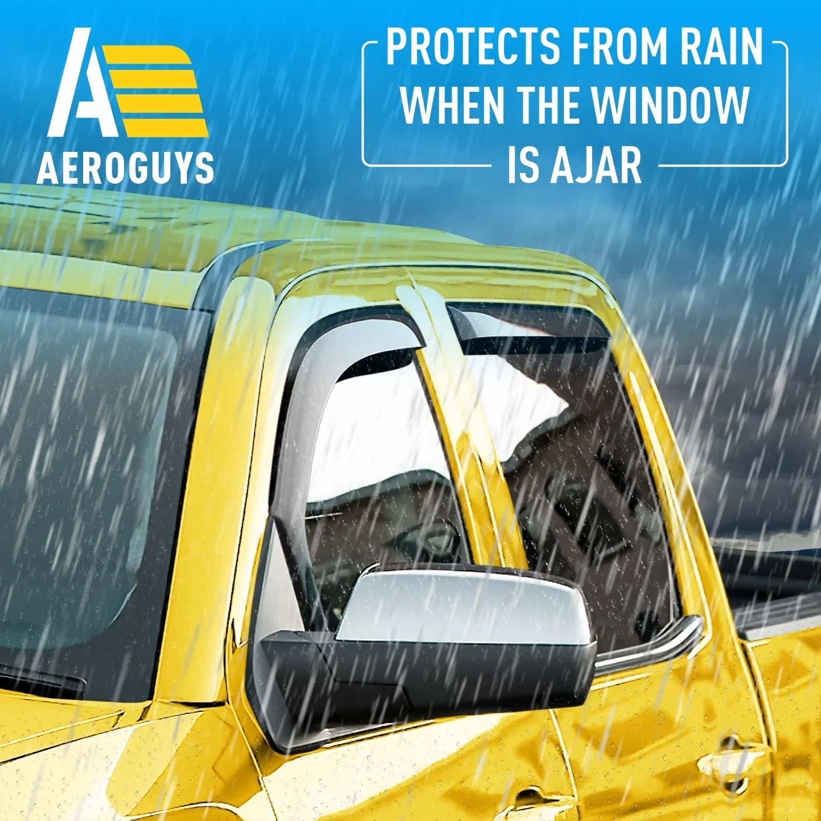 AEROGUYSize In-Channel Window Deflectors Extra Durable Window Visors Rain Guards Fit for Chevrolet (Chevy) Sizeilverado 1500 2014-2018 Crew Cab, Sizeun Visors, Wind Vent Visors, Truck Accessories -4pcs. AG0421