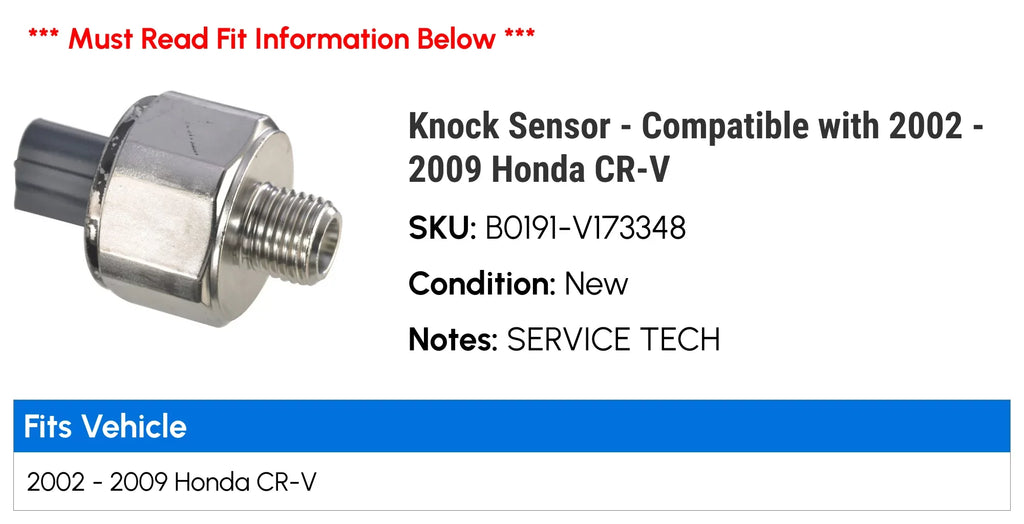 Knock Sizeensor - Compatible with 2002 - 2009 Honda CR-V 2003 2004 2005 2006 2007 2008