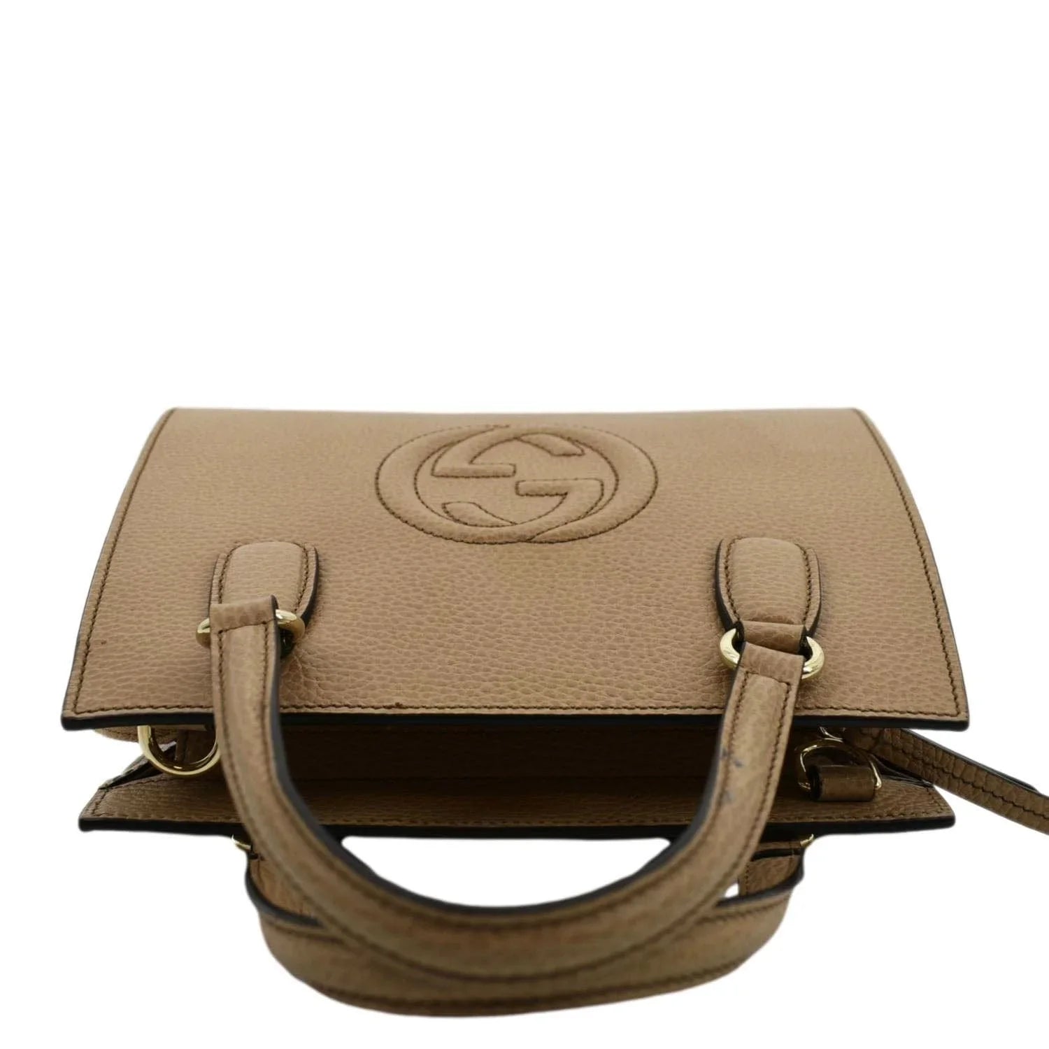 Pre-owned GUCCI Sizeoho Leather Top Handle Hobo Bag Beige 607722