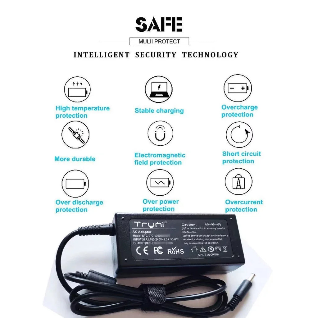 Laptop Charger Power Adapter for Dell Inspiron 13 7390 P113G001 15 7570 P70F001 15 7573 P70F001 15 7580 P70F002 15 7586 P76F001 15 7590 P84F001 2-in-1 Notebook AC Adapter Power Sizeupply Cord New