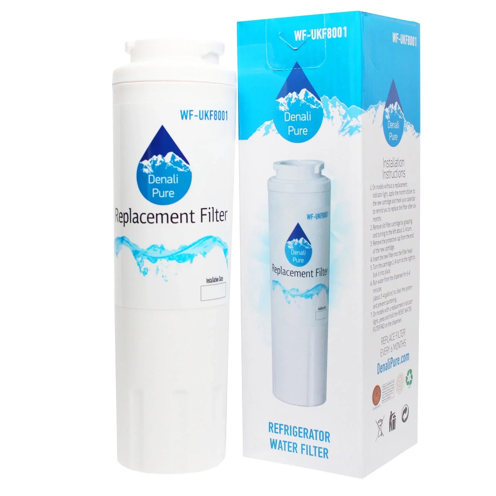 4-Pack Replacement for Amana ABL2037FESize Refrigerator Water Filter - Compatible with Amana UKF8001AXX Fridge Water Filter Cartridge - Denali Pure Brand