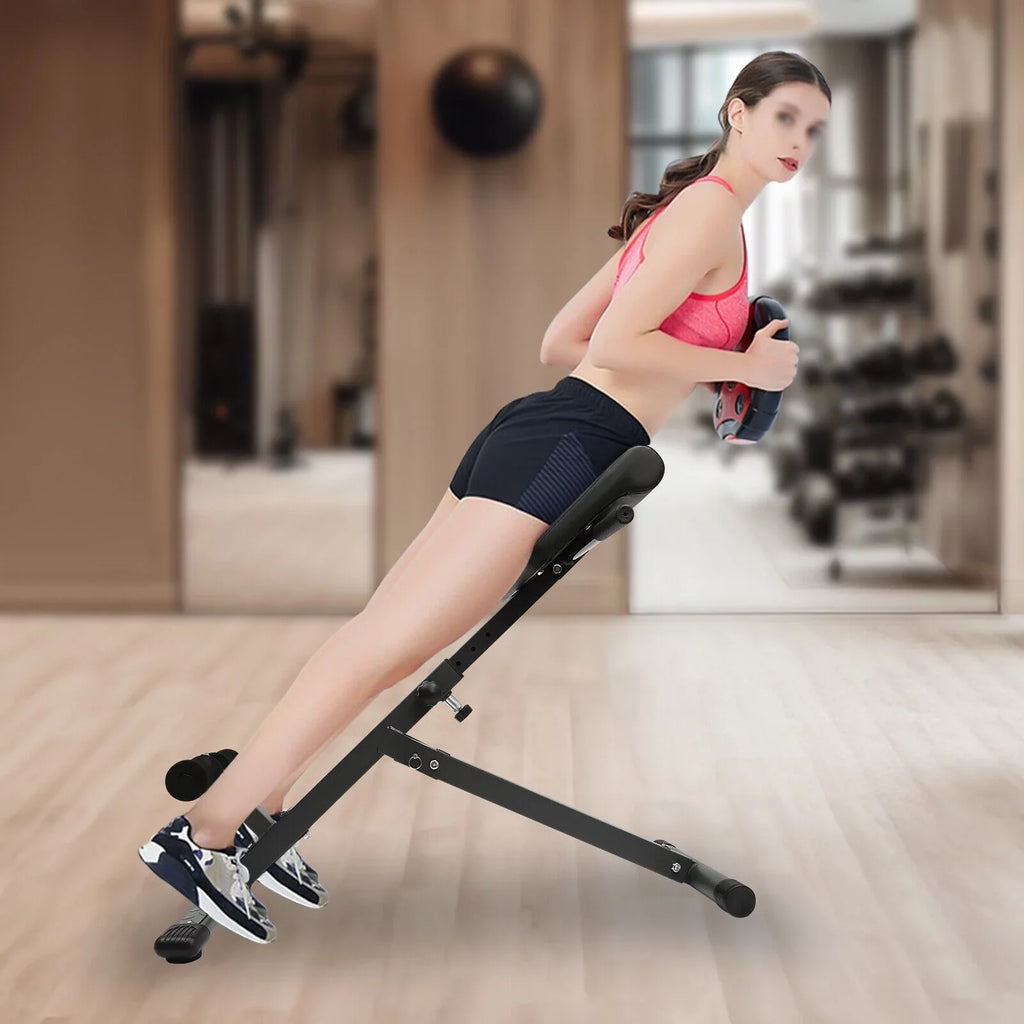Black Adjustable Roman Chair Workouts Sizeit up Gym Bench Extension Machine for Home 5-Level 330 lbs