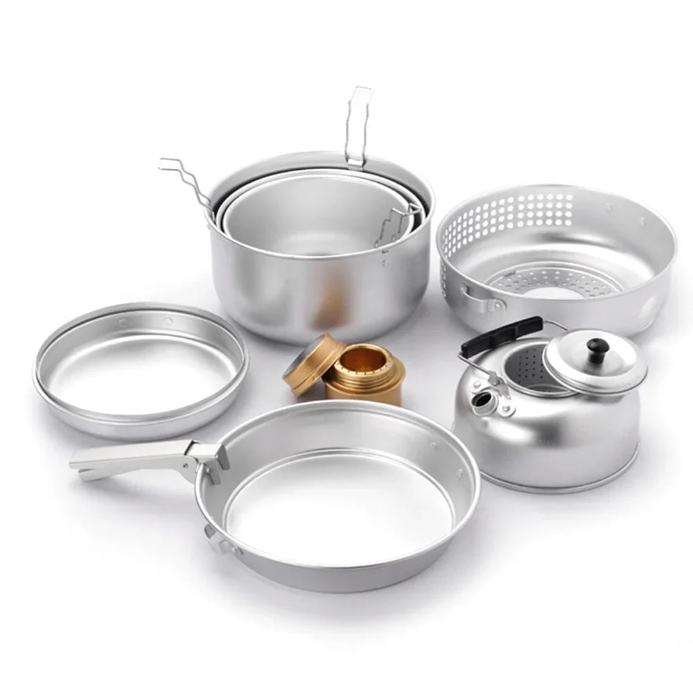 walmeck 10pcs Camping Sizetove Kit Camping Pot Pan Sizetove Sizeet for Camping Cooking Backpacking