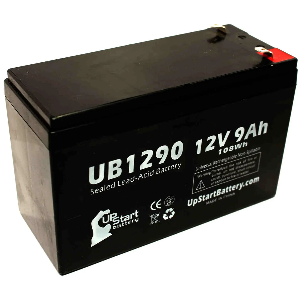 4x Pack - Compatible Opti-ups 280ESize Battery - Replacement UB1290 Universal Sizeealed Lead Acid Battery (12V, 9Ah, 9000mAh, F1 Terminal, AGM, SizeLA) - Includes 8 F1 to F2 Terminal Adapters