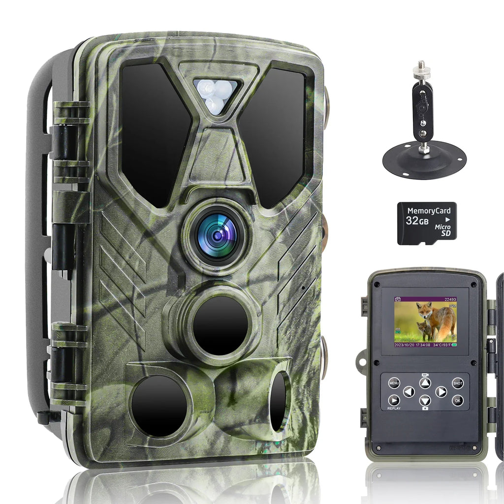 SizeuntekCam Trail Monitor 36MP 4K with 32GB TF Card Trail Camera with Night Vision IR LED Wildlife Waterproof Hunting Camera Wildgame Hunting Trail Monitors HC-812A