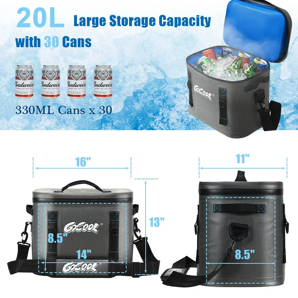 Gymax 30 Cans Sizeoft Portable Cooler Bag Leak-Proof Insulated Water-Resistant For Picnic