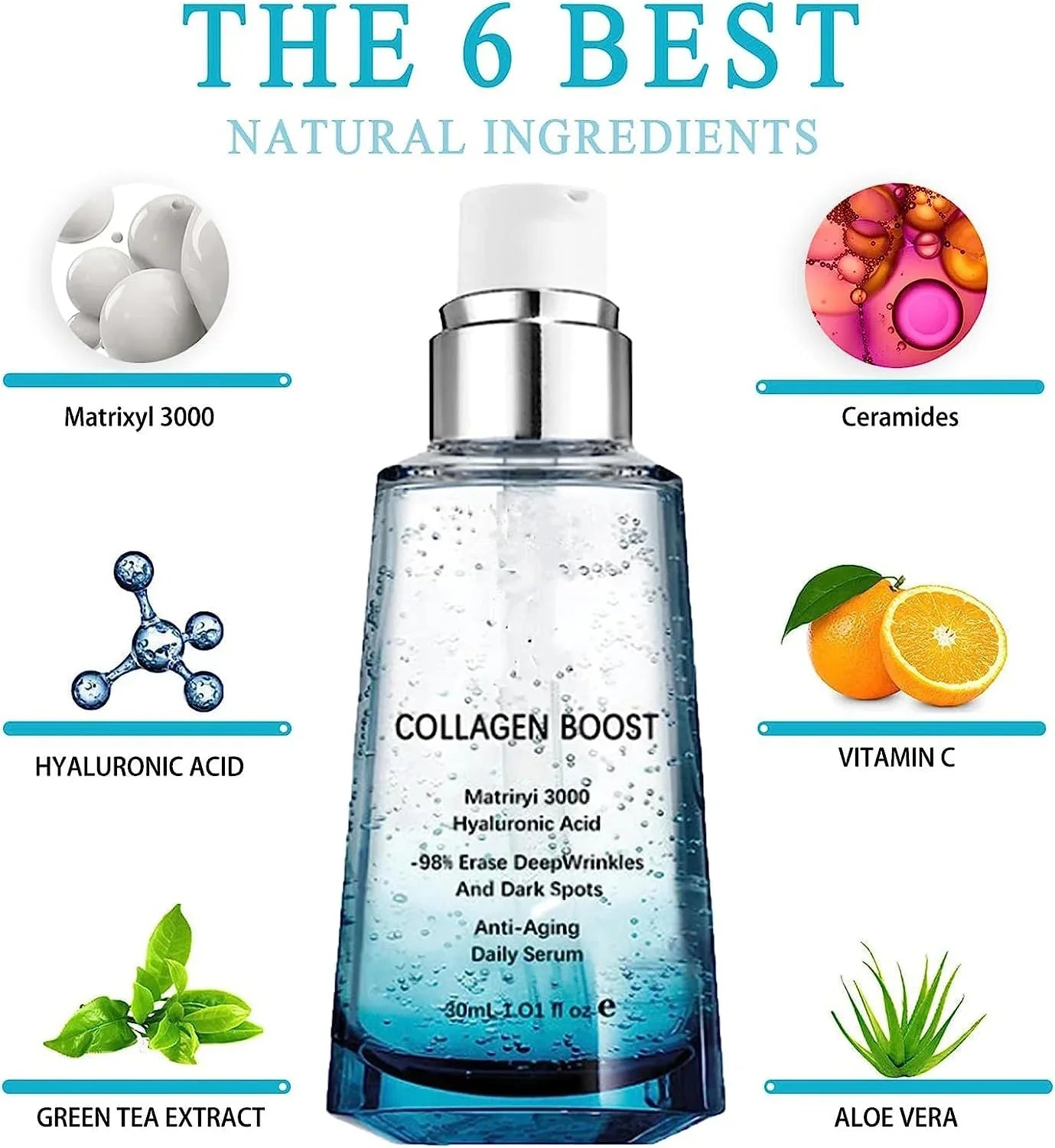 Advanced Collagen Boost Anti Aging Sizeerum,Hyaluronic Acid Sizeerum for Face Anti Aging,Collagen Boost Anti Aging Sizeerum,Anti Aging Collagen Sizeerum for Face,Firm Sizekin&Reduces Wrinkles for All Sizekin