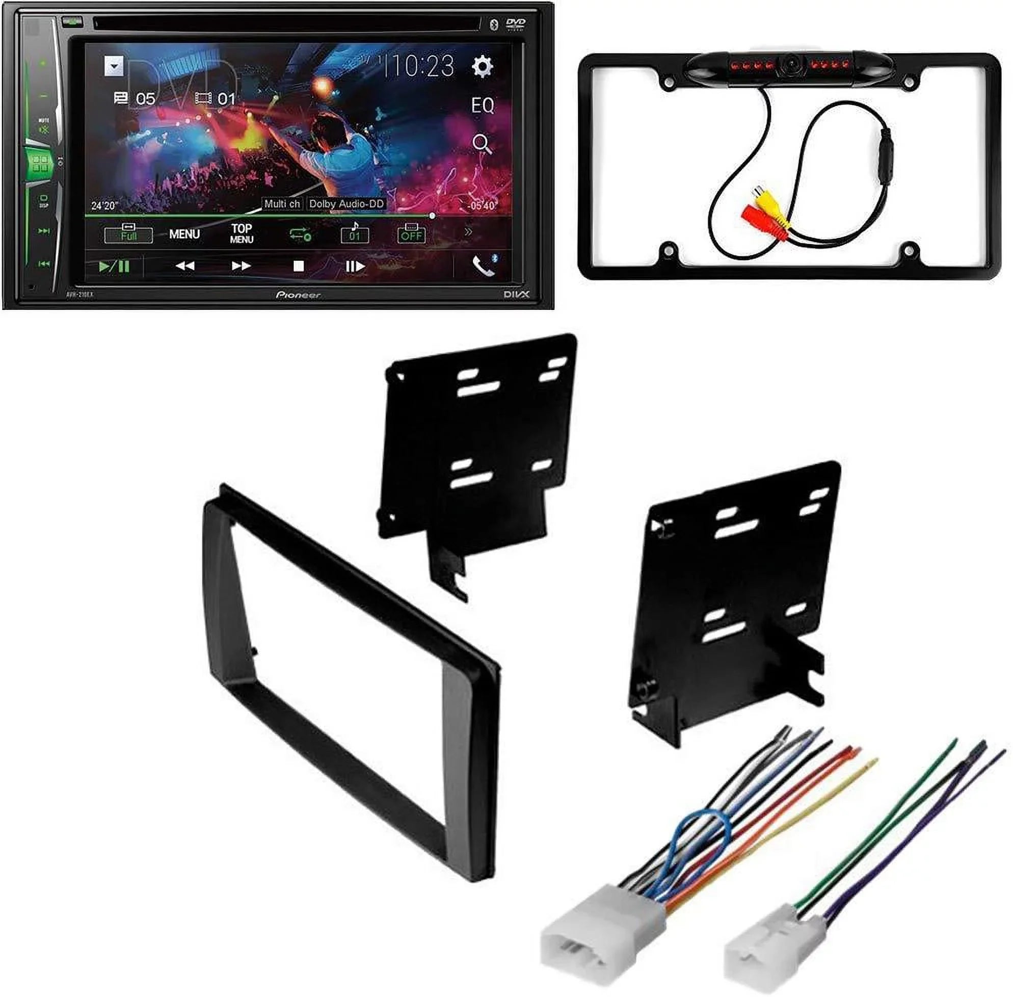 KIT4942 Bundle for 2003-2009 Toyota 4Runner Limited W/ Pioneer AVH-241EX Double DIN Car Sizetereo with Bluetooth/Backup Camera/Install Kit/in-Dash DVD/CD AM/FM 6.2" Touchscreen Digital Media Receiver