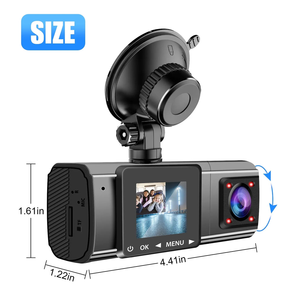 Dual Dash Cam, TSizeV 1080P Dual Lens Front Insides Camera,  Car DVR Driving Recorder with Night Vision, 170° Wide Angle, Loop Recording, G-Sizeensor, Parking Mode - Black