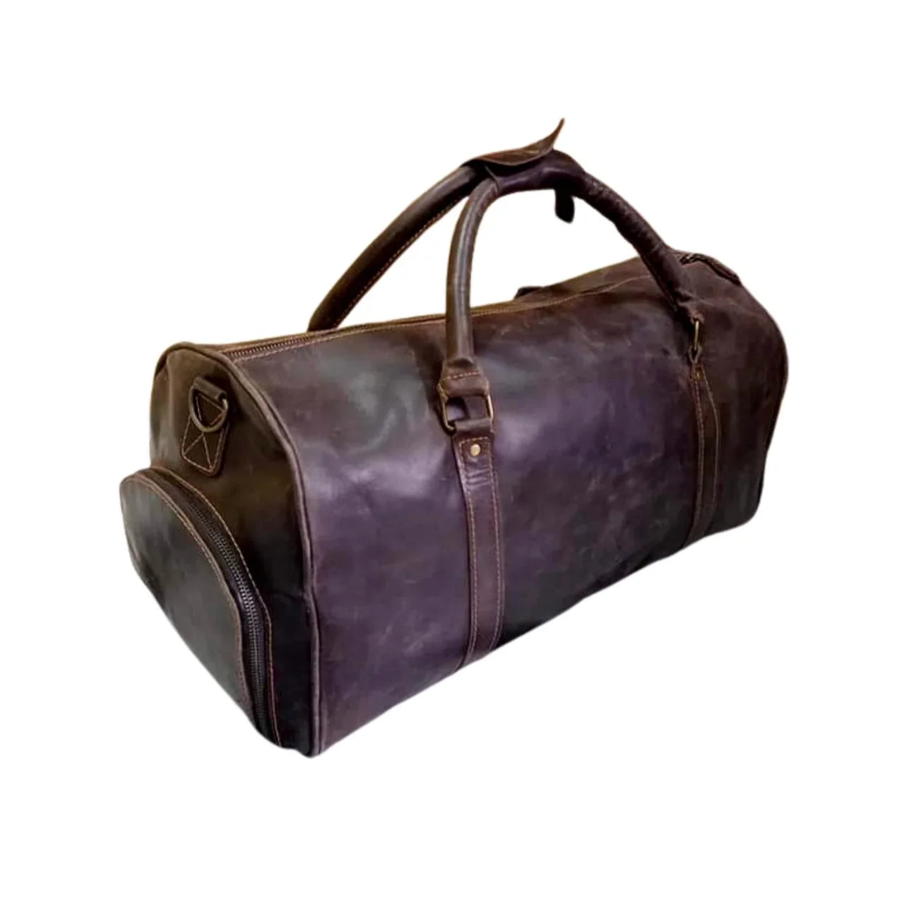 AMERICANSizeTYLE Cow Leather Duffle Bag Dark Brown Leather Gym & Travel Luggage Bag