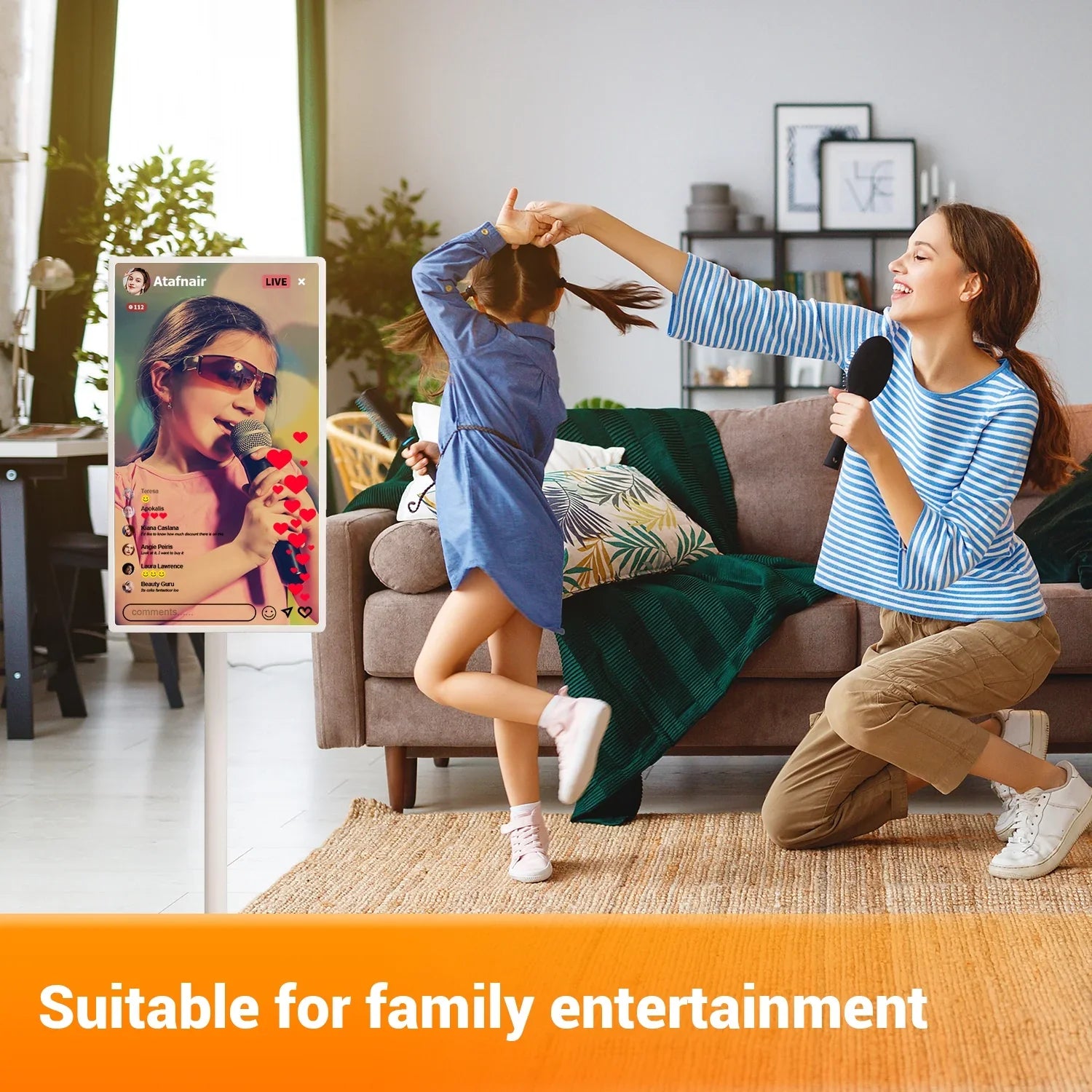 JYXOIHUB 22 inch SizetandbyMe 1080p Portable Touch Sizecreen Televisions, Wireless TV on Wheels