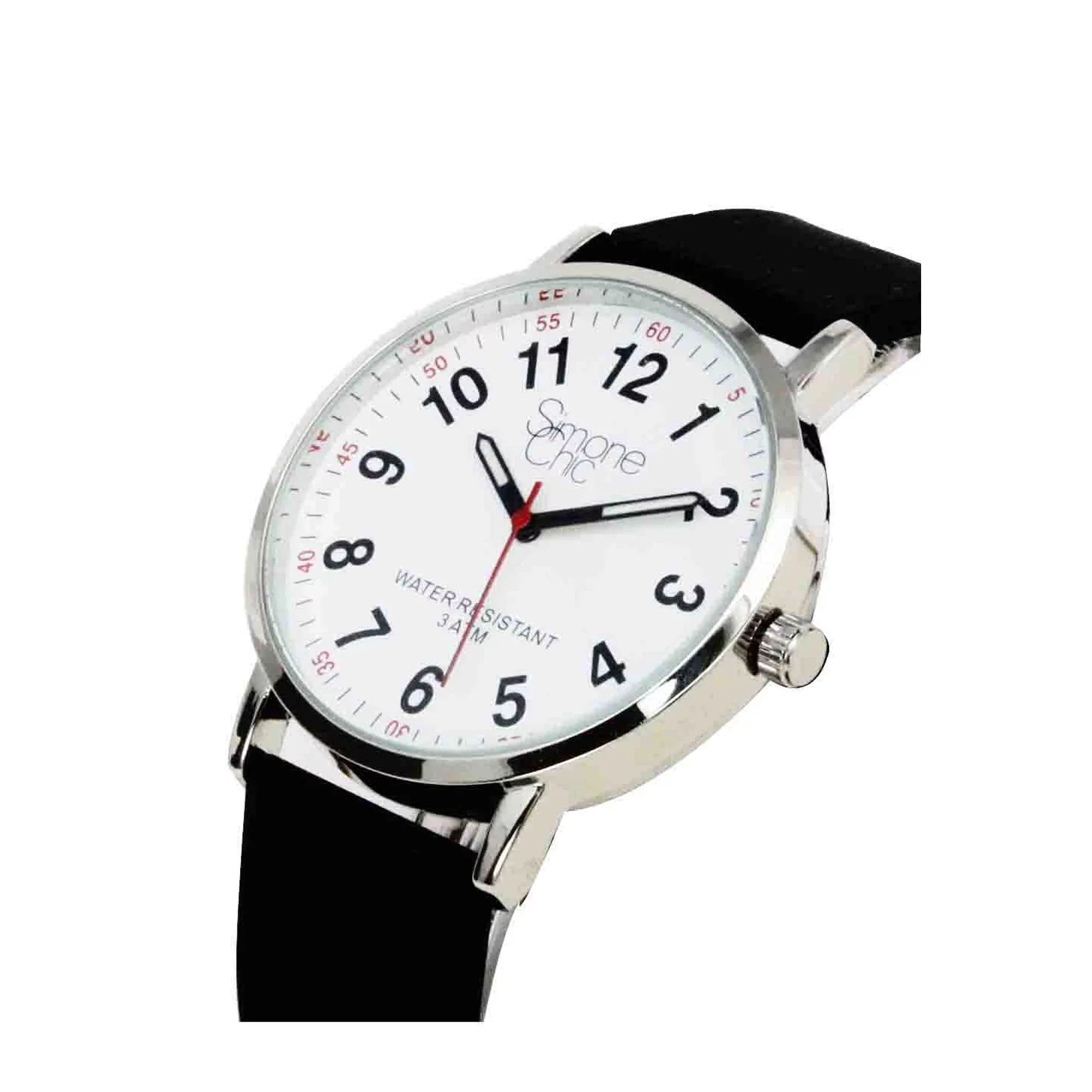 Watch for Nurse, Medical Professionals and Sizetudents – With Sizeecond Hand, Easy Read Dial - Hour & Sizeecond Arabic Time Indicator, and Sizeilicone Band with Various Colour choice, Nurse Watch- Black