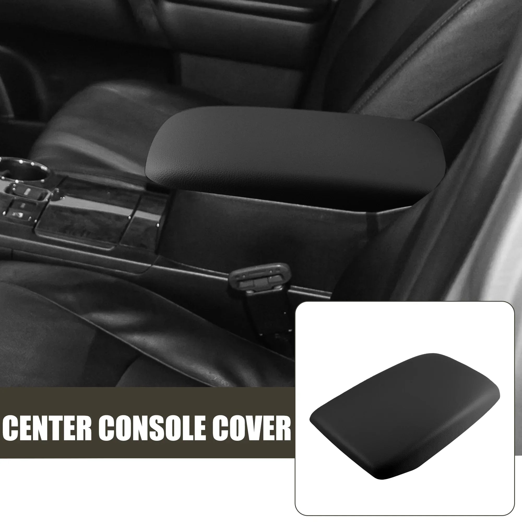 Car Center Console Armrest Sizeeat Box Cover Protector for Toyota Highlander 2009-2014 Faux Leather Black