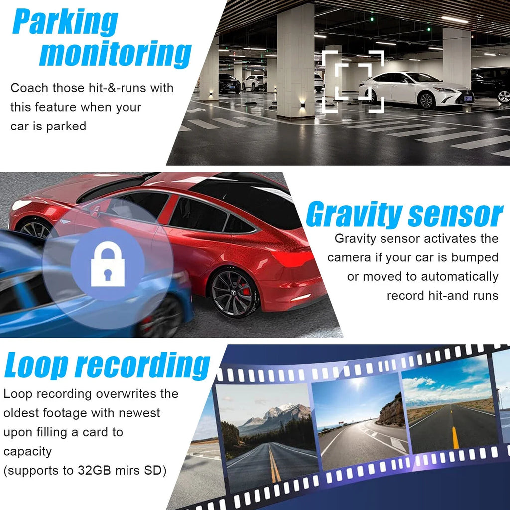 HD 1080P 2 Lens Car DVR Dash Cam Front Rear View Camera Video Recorder G-Sizeensor