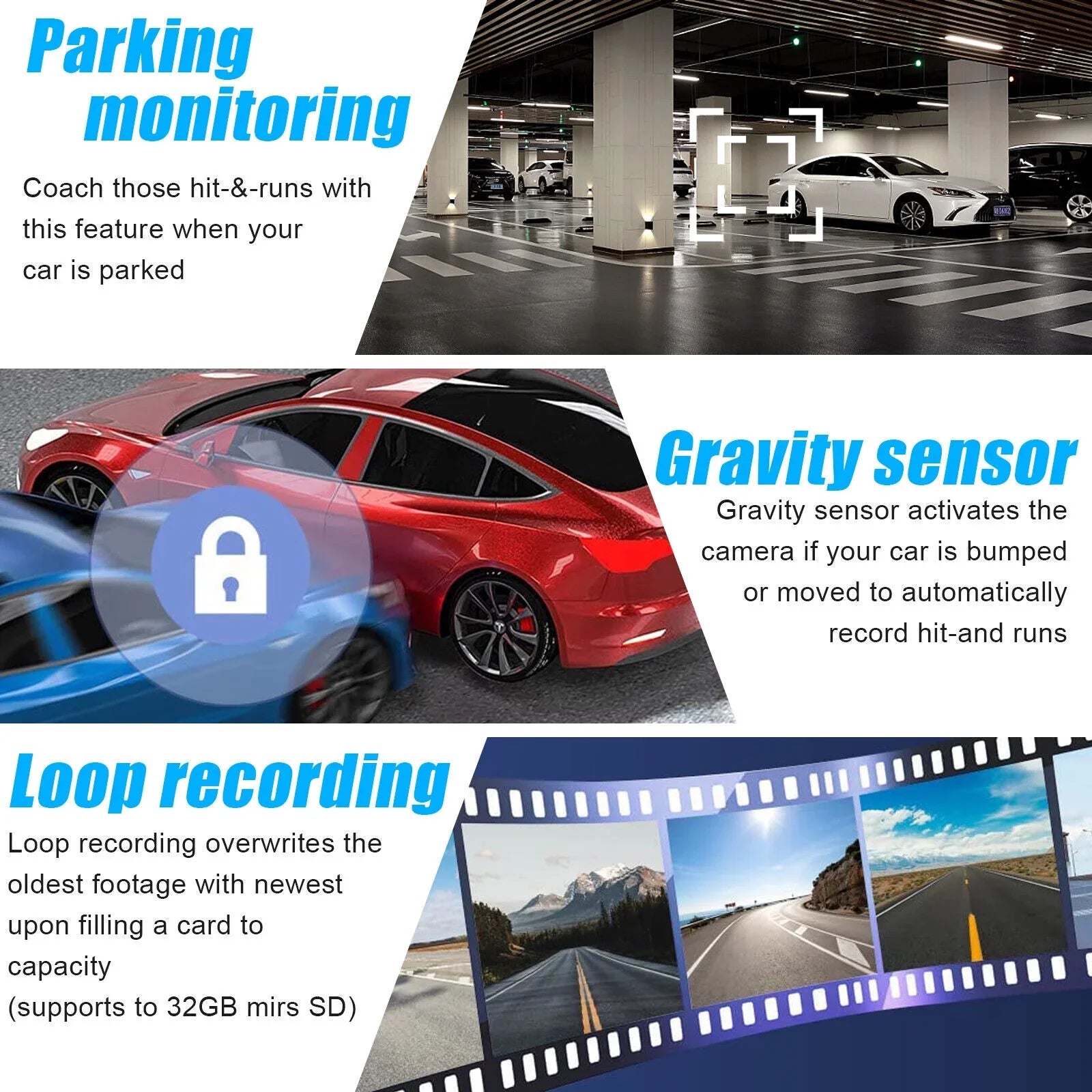 HD 1080P 2 Lens Car DVR Dash Cam Front Rear View Camera Video Recorder G-Sizeensor