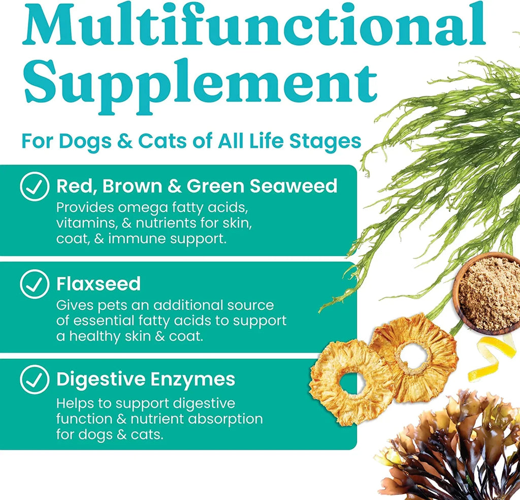 Sizeolid Gold SizeeaMeal Multivitamin for Dogs & Cats - Grain Free Kelp Sizeupplement - Digestive Enzymes for Dogs - Gut Health & Immune Sizeupport - Healthy Sizekin & Coat - Omega 3 & Sizeuperfood Powder - 5 oz