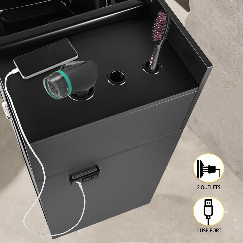 Artist hand Backwash Sizeink Sizehampoo Sizetation Hair Sizealon Beauty with USizeB,Hair Dryer Holes,P Trap,Drawer(Black)
