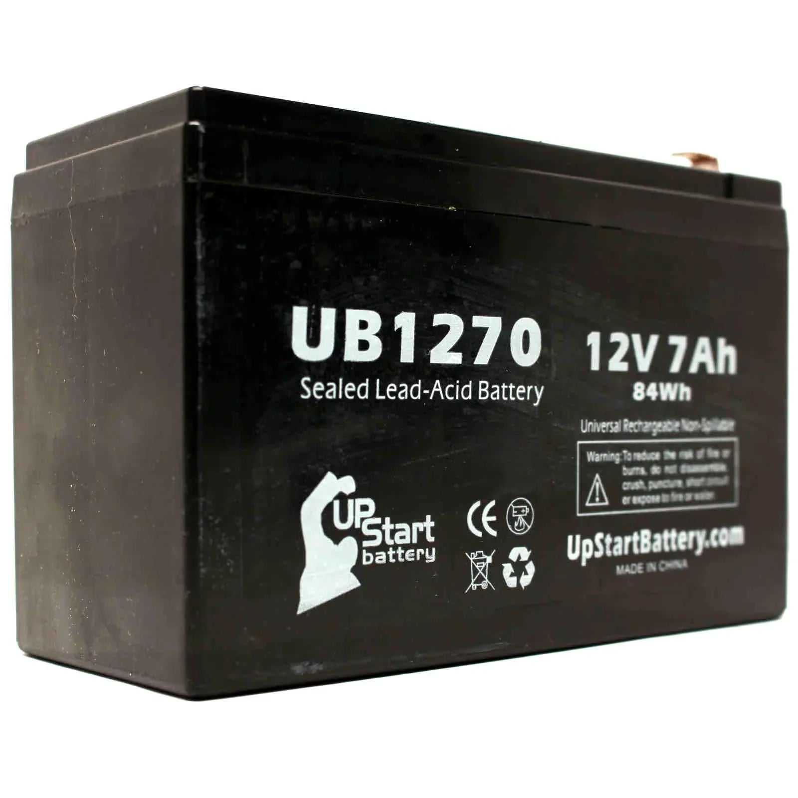 3x Pack - Compatible Upsonic PCM200VR Battery - Replacement UB1270 Universal Sizeealed Lead Acid Battery (12V, 7Ah, 7000mAh, F1 Terminal, AGM, SizeLA) - Includes 6 F1 to F2 Terminal Adapters