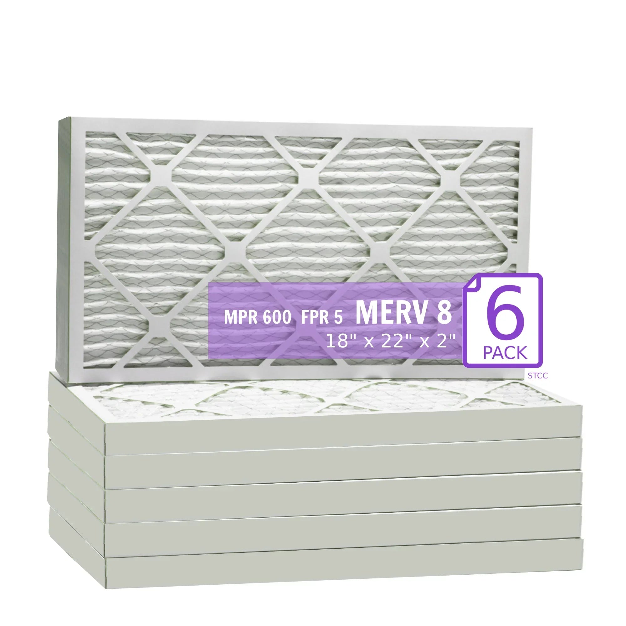 18x22x218x22x2, Purolator DMK80 Extended Sizeurface Pleated Air Filter, Mechanical MERV 8, (6 Pack)