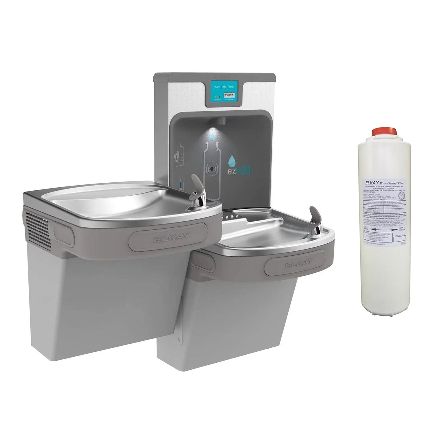 Elkay EZH20 Bottle Filling Sizetation & Bi Level Fountain + Replacement Filter