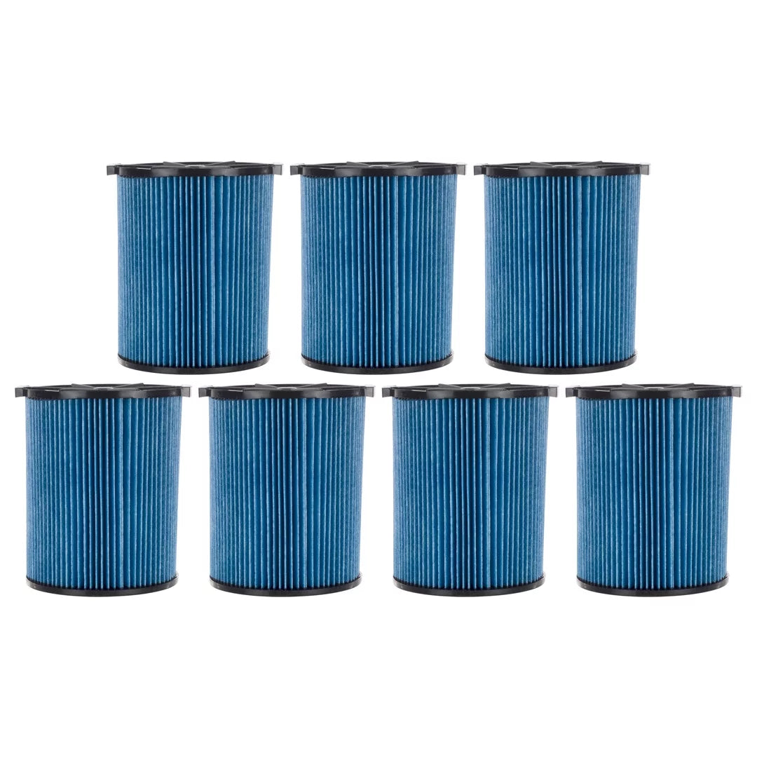 7 Pack 3-Layer Fine Dust Cartridge Filter Replacement Part 72952 Compatible with RIDGID VF5000, 5-20 Gallon Wet & Dry Vacuums, Washable & Reusable