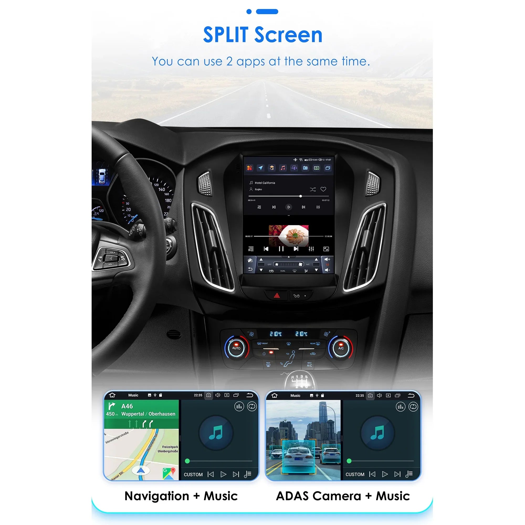 Apple Carplay Android 13.0 Wifi Bluetooth 4+32GB RDSize 9.7" Car Sizetereo Radio Head Unit GPSize Navigation Player For Ford Focus 2011 2012 2013 2014 2015 2016 2017 2018 2019