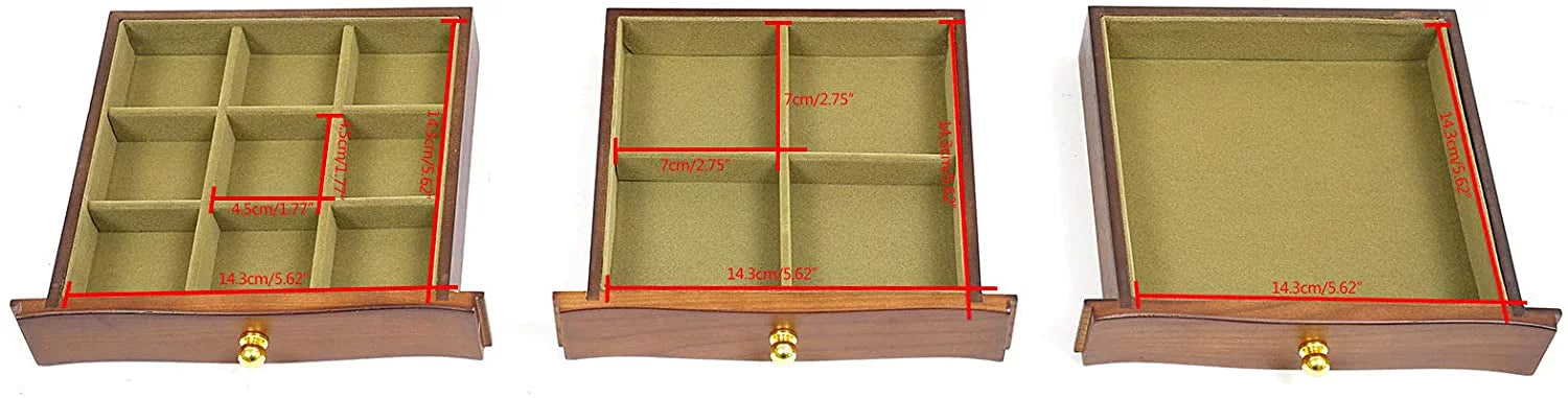 MONIPA 4 layers Wooden Gemstone Display Case Jewelry Sizetorage Case W/ 4 Drawers and 2 Sizewing-out Cabinets