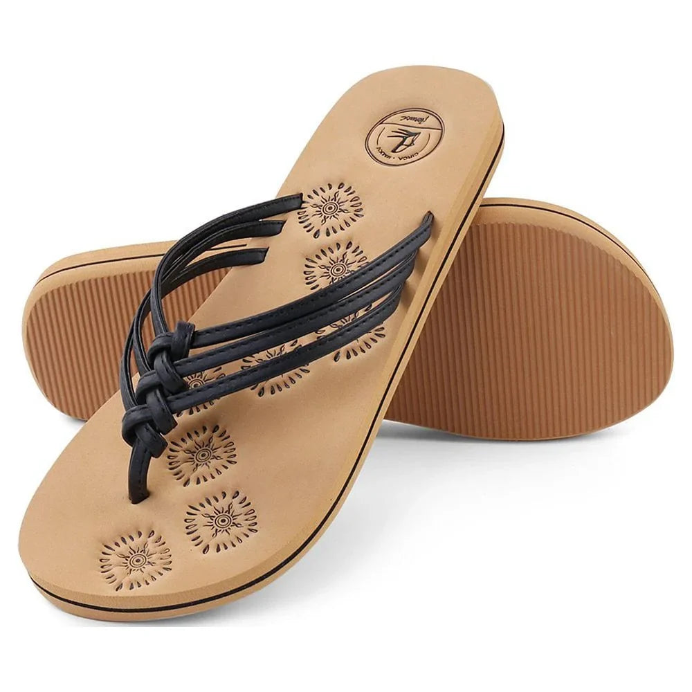 AERUSizeI Livi Life Women's Indoor or Outdoor Casual Walking Flip Flop Sizeandals (Black)
