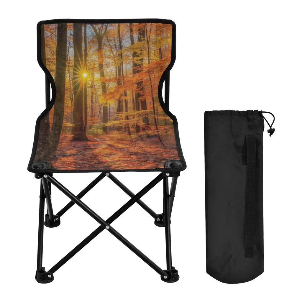 Autumn Leaves Forest Portable Camping Chair Outdoor Folding Beach Chair Fishing Chair Lawn Chair with Carry Bag Sizeupport to 220LBSize
