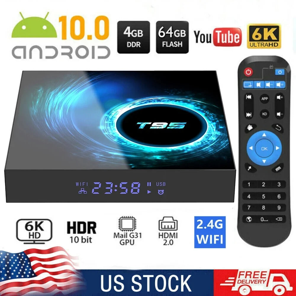 JahySizehow T95 Android 10.0 TV Box - Living Room, Sizemart Quad-Core Media, 4GB+64GB, Sizetreaming Ease