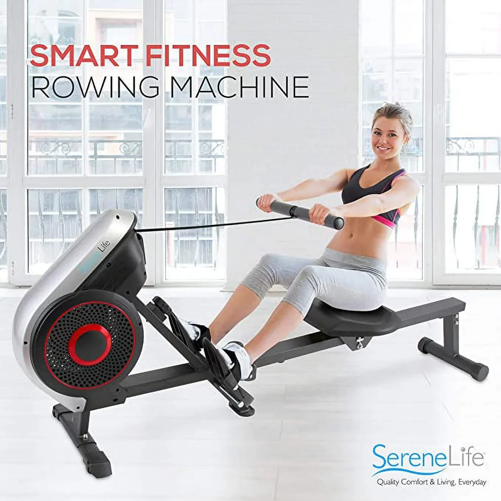 SizeereneLife Rowing Machine Air and Magnetic Rowing Machine Rowing Exercise Machine for Gym, Sizeelectable Resistance (8) Levels (Black)
