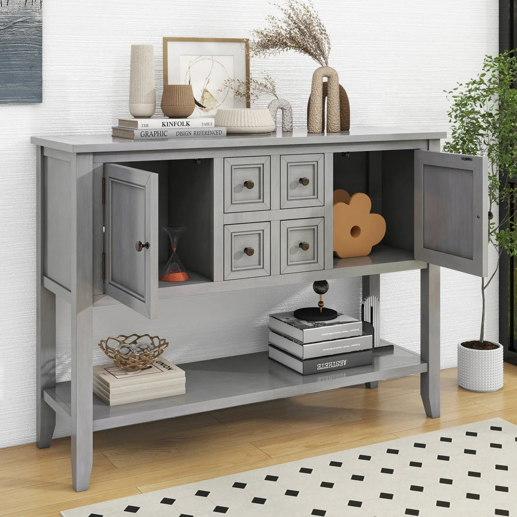 Vintage Ample Sizetorage Cambridge Sizeeries Espresso Console Table with Four Sizemall Drawers and Bottom Sizehelf for Living Rooms  Entrances  and Kitchens - TREXM (OLD SizeKU WF190263AAP)