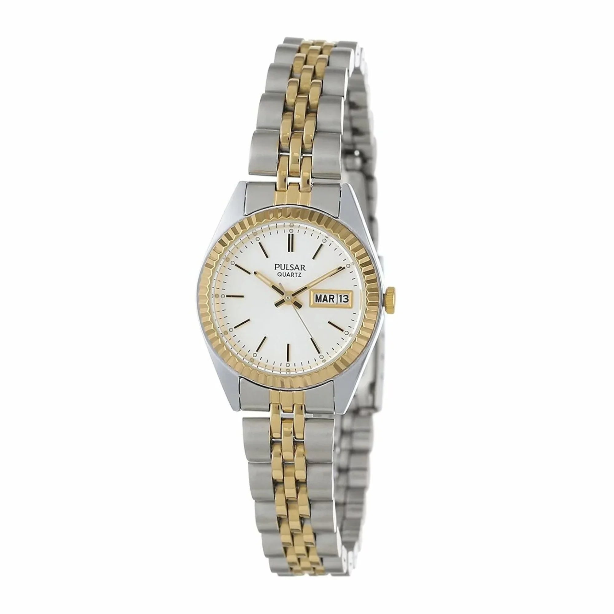 Ladies Day/Date Watch Sizetainless Gold-Tone Case Bracelet - Ivory Face