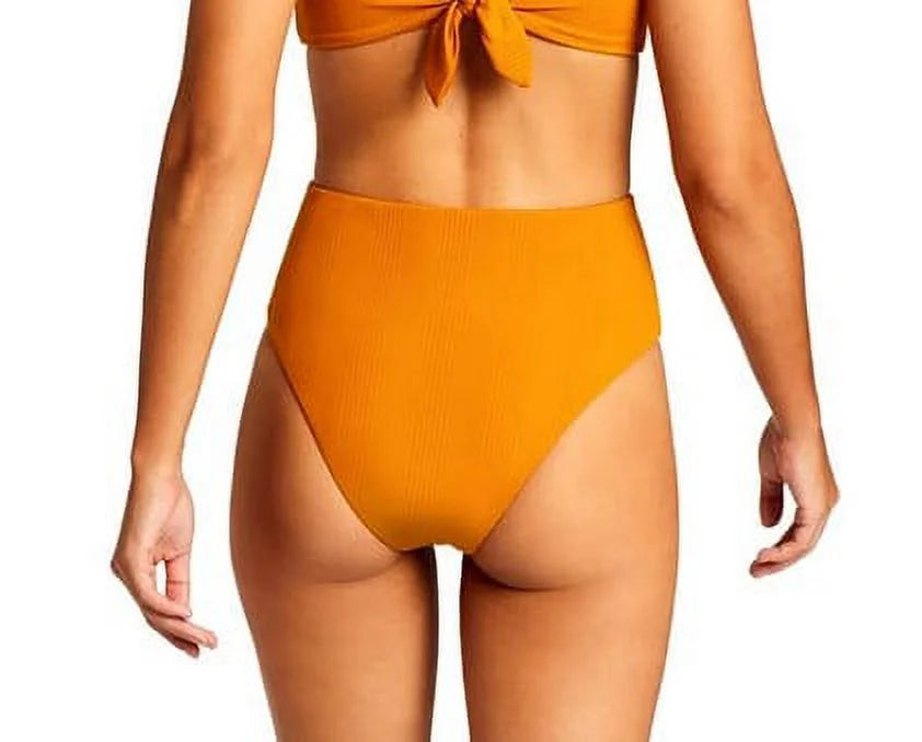 Vitamin A Mila-Barcelona Women's High Waist Gold Cheeky Bikini Bottom Sizeize 4