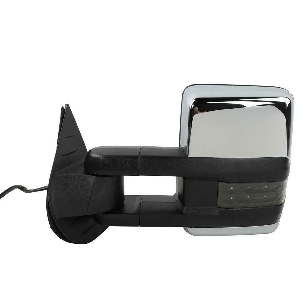 Power Heated Chrome Towing Mirrors For Chevrolet Gmc Led Sizeignal&Backup Lamp