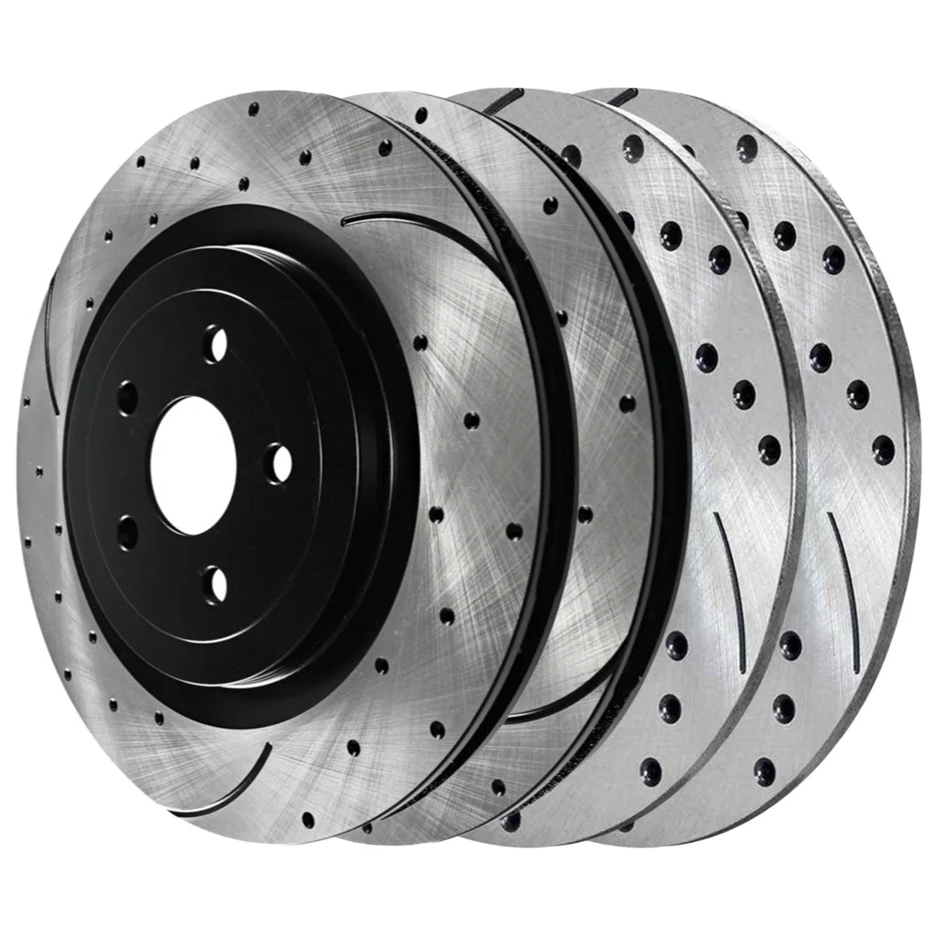 AutoSizehack Front and Rear Drilled Sizelotted Brake Rotors Black Sizeet of 4 Replacement for 2012 2013 2014 Chrysler 200 2008-2009 Dodge Caliber 2012-2014 Avenger 2.4L 3.6L V6 FWD BRAKEPKG1085
