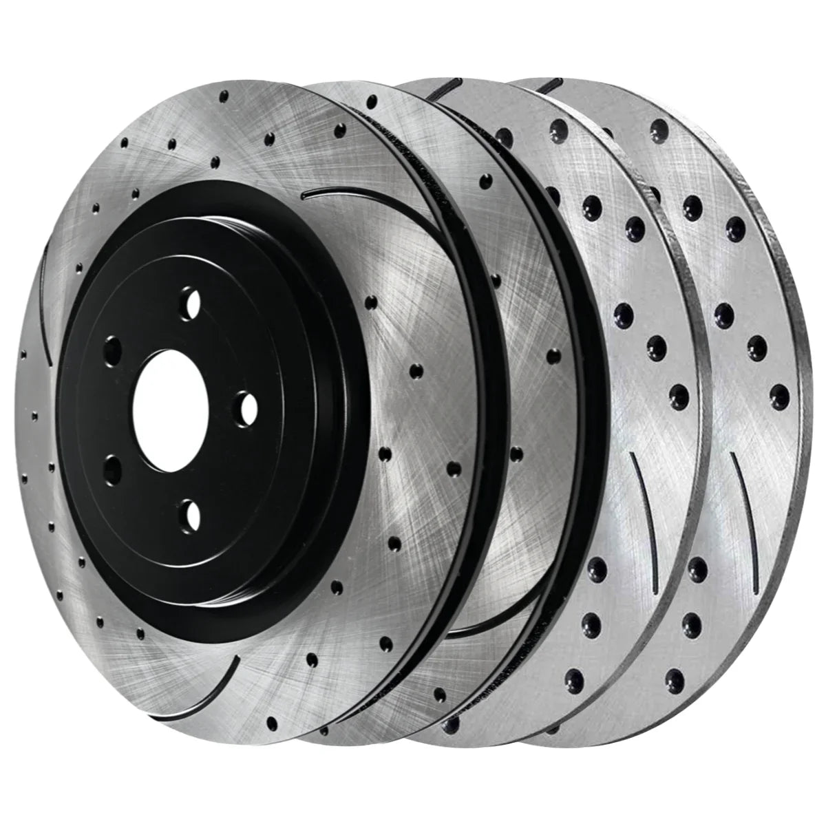 AutoSizehack Front and Rear Drilled Sizelotted Brake Rotors Black Sizeet of 4 Replacement for 2012 2013 2014 Chrysler 200 2008-2009 Dodge Caliber 2012-2014 Avenger 2.4L 3.6L V6 FWD BRAKEPKG1085