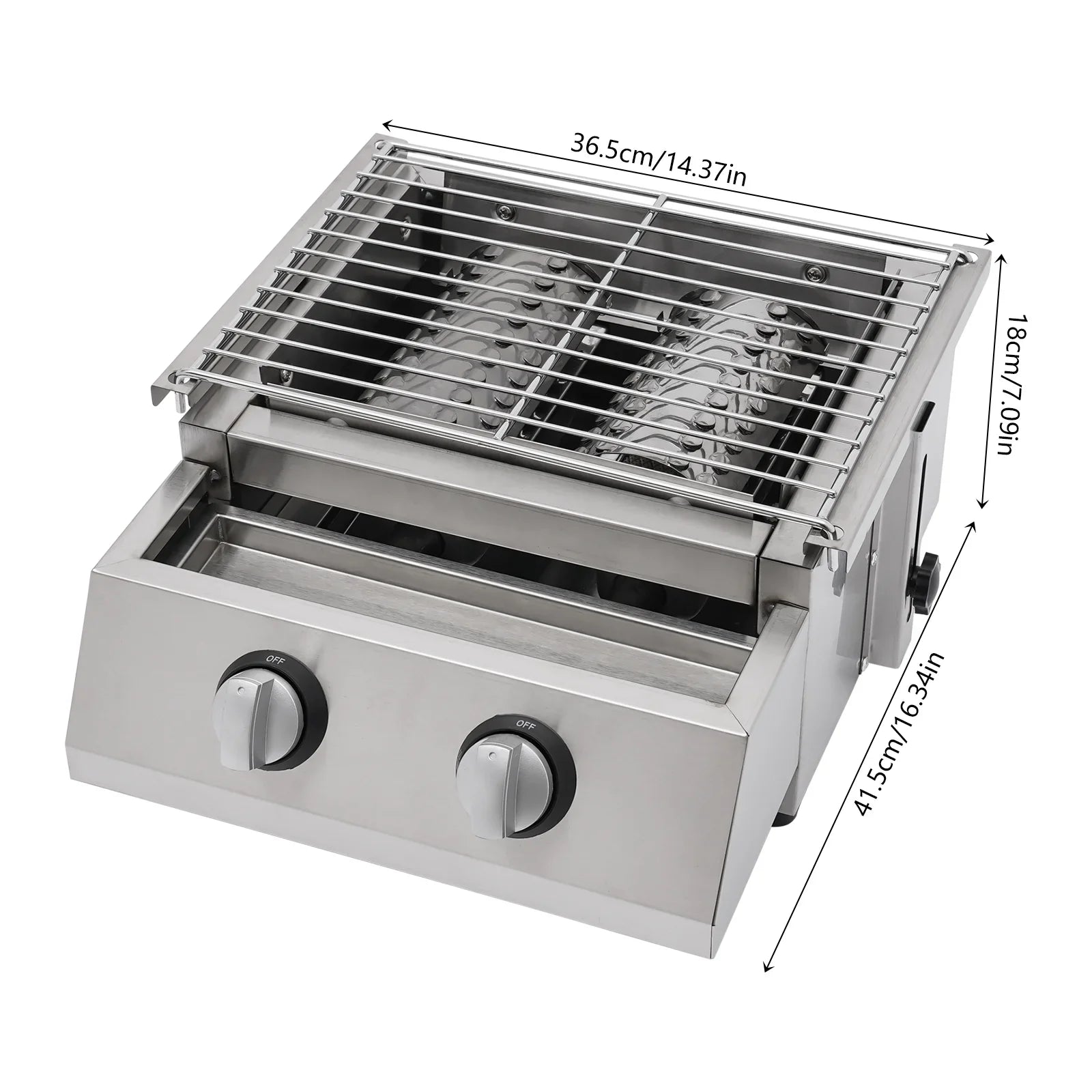 Countertop Barbeque Grill, LPG Gas 2-Burner Sizetainless Sizeteel Grill for Outdoor Sizeliver