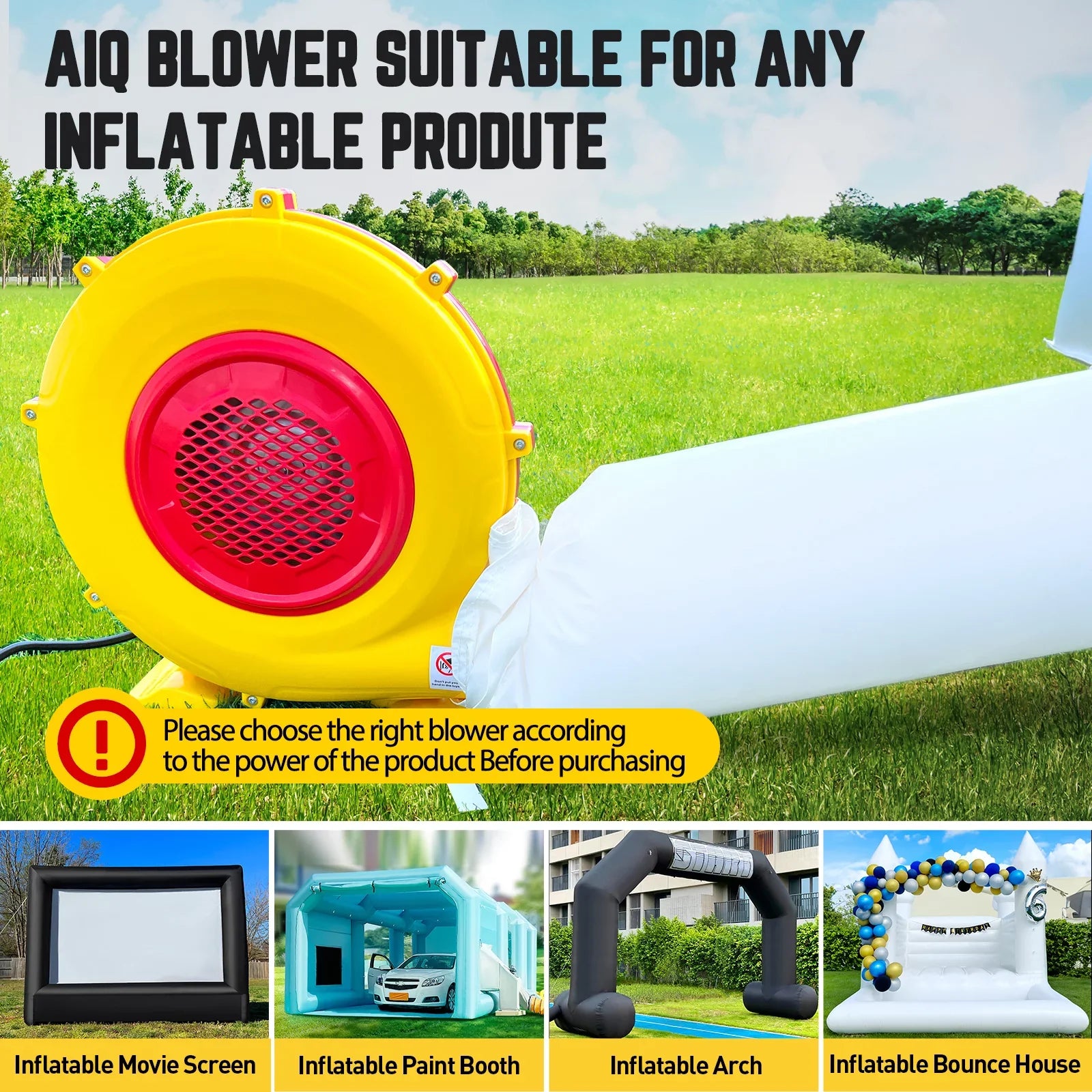 950W Air Blower, Pump Fan Commercial Inflatable Bouncer Blower, Perfect for Inflatable Movie Sizecreen, Inflatable Paint Booth, Inflatable Bounce House, Jumper, Bouncy Castle