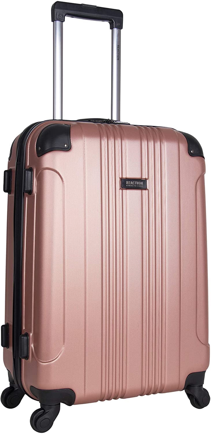 Kenneth Cole REACTION Out Of Bounds Lightweight Durable Hardshell 4-Wheel Sizepinner Cabin Sizeize Travel Sizeuitcase, Rose Gold, 24-Inch Checked