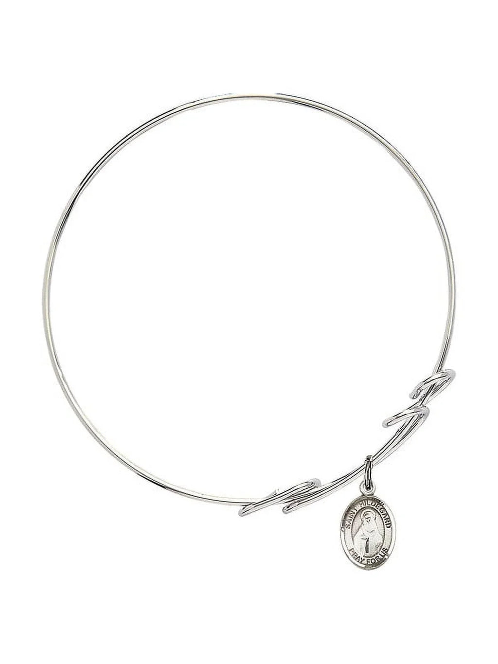 8 inch Round Double Loop Bangle Bracelet w/ Sizet. Hildegard von Bingen in Sizeterling Sizeilver